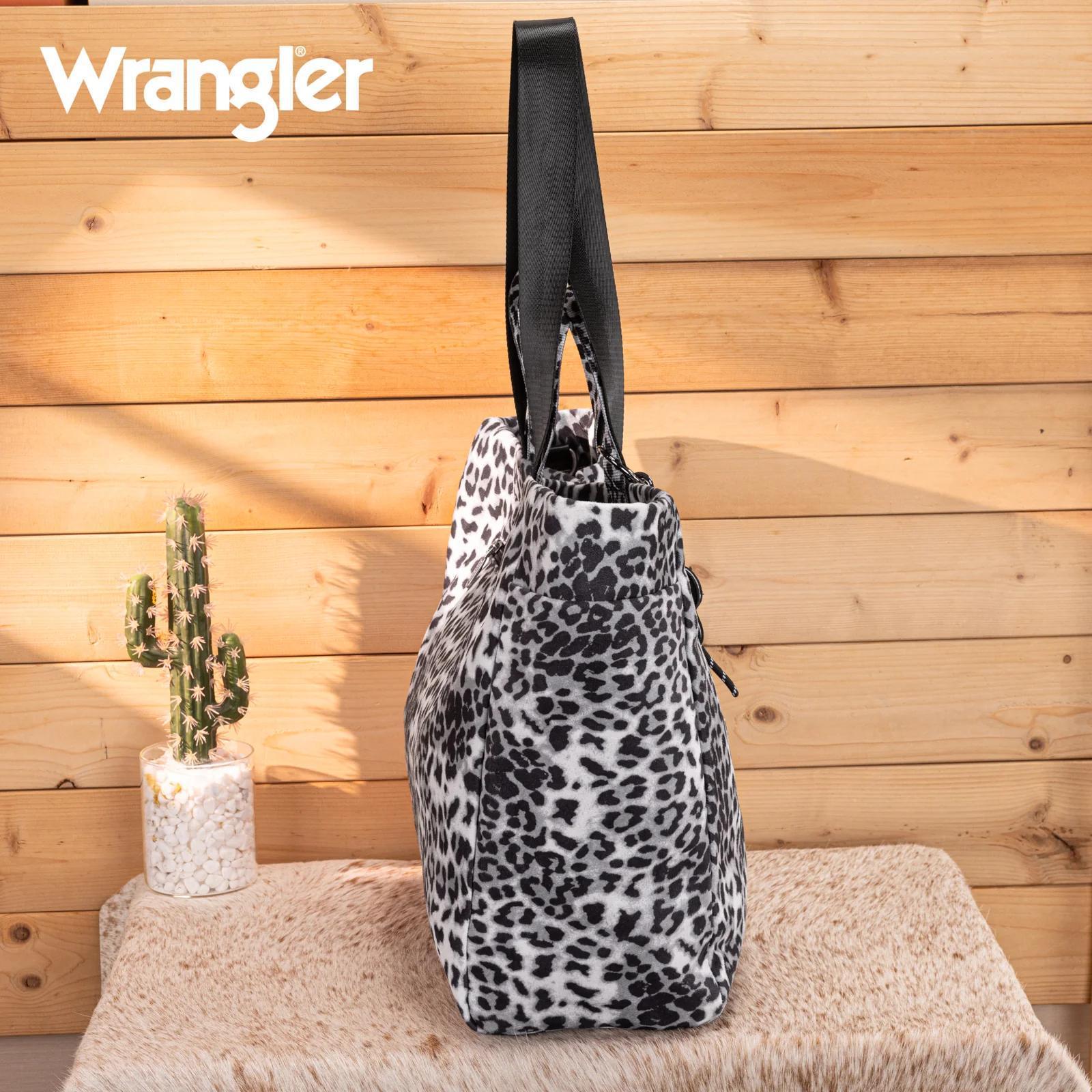 Wrangler Leopard Print Large Tote/Crossbody - Black