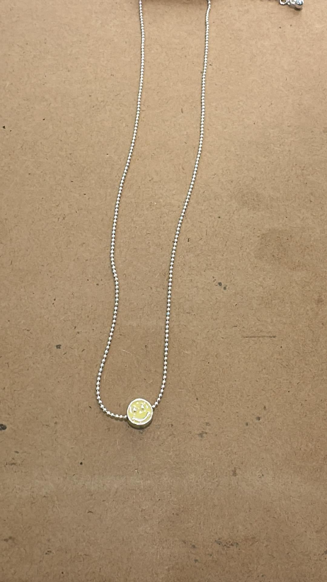 Enamel Happy Face Necklace