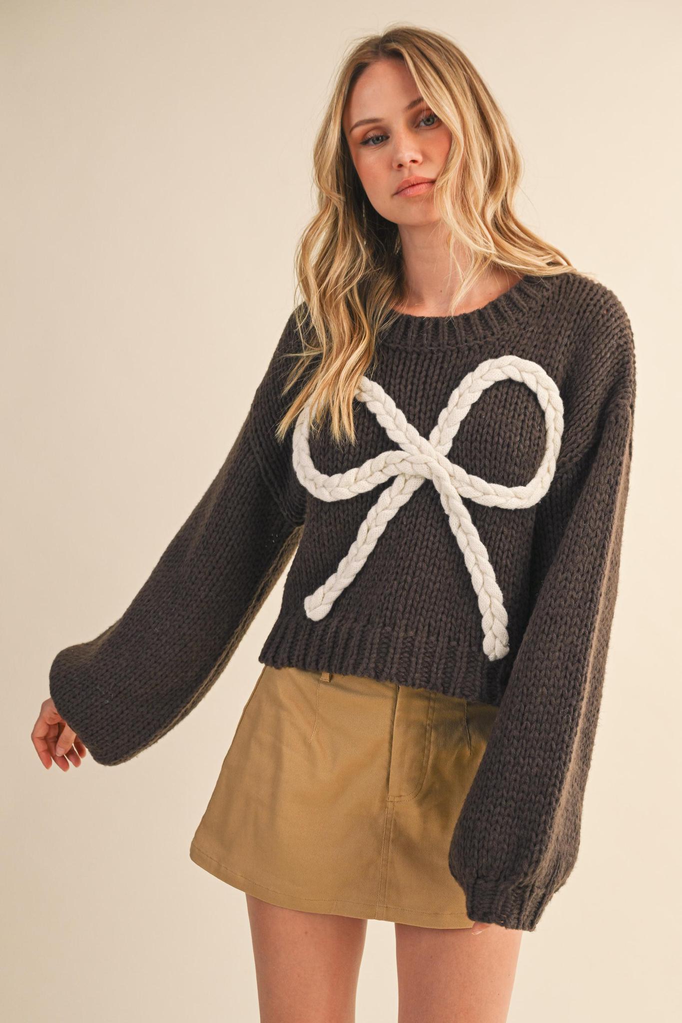 Braided Ribbon Chunky Sweater Top