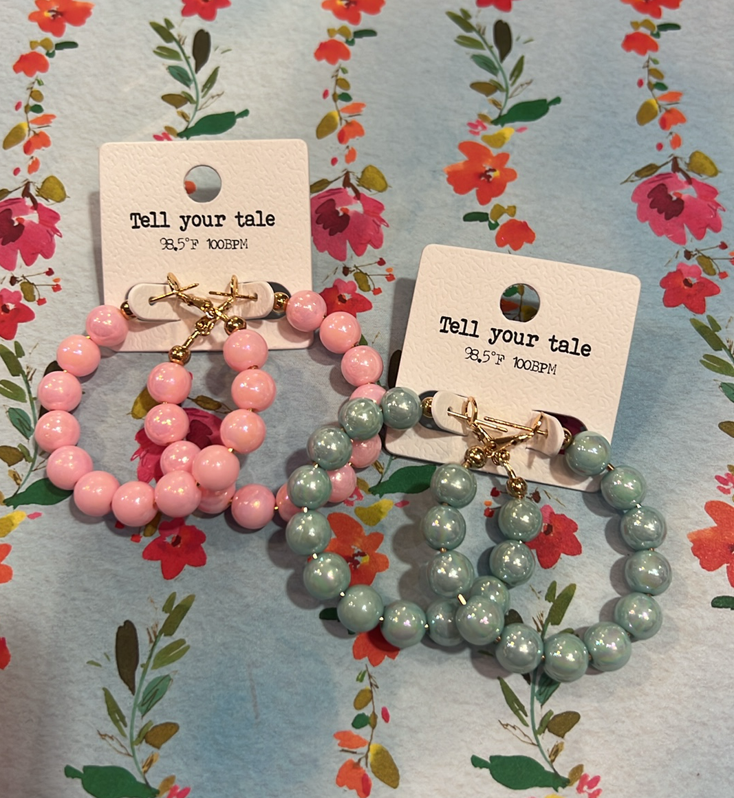 Pastel Small Beaded Hoops