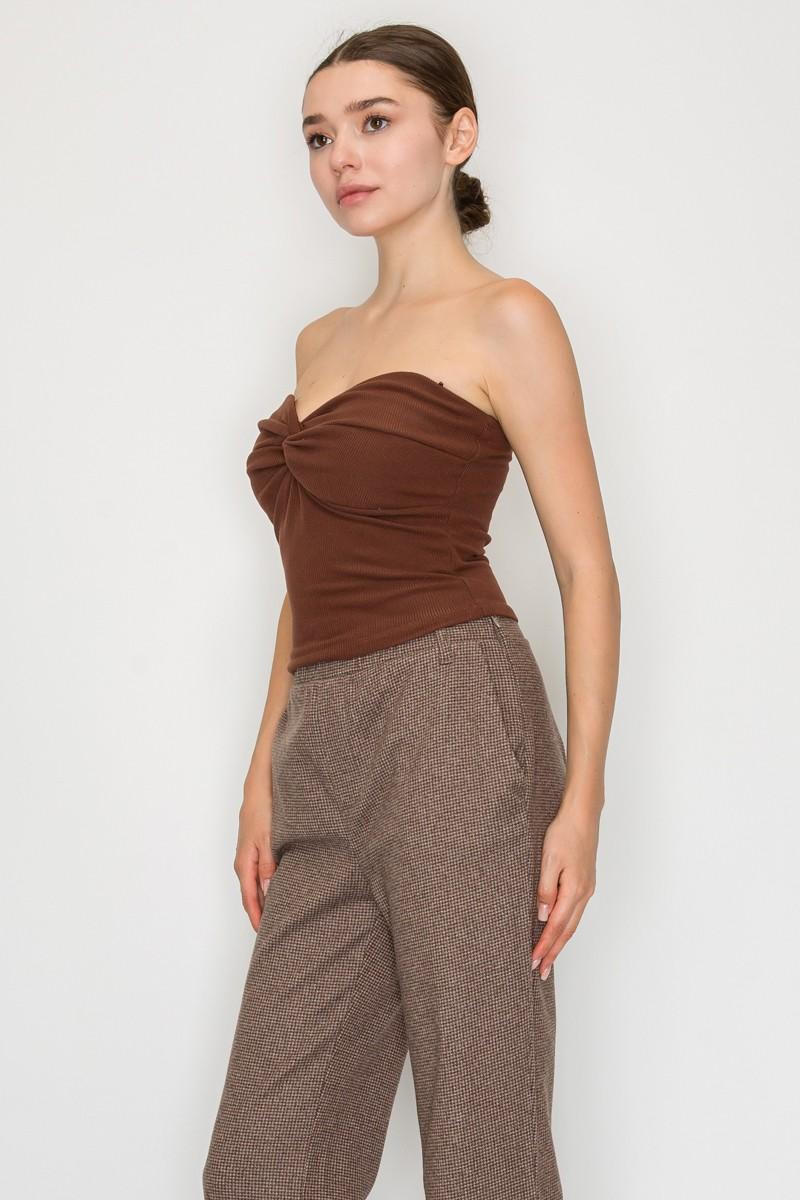 Twisted-front Solid Tube Top