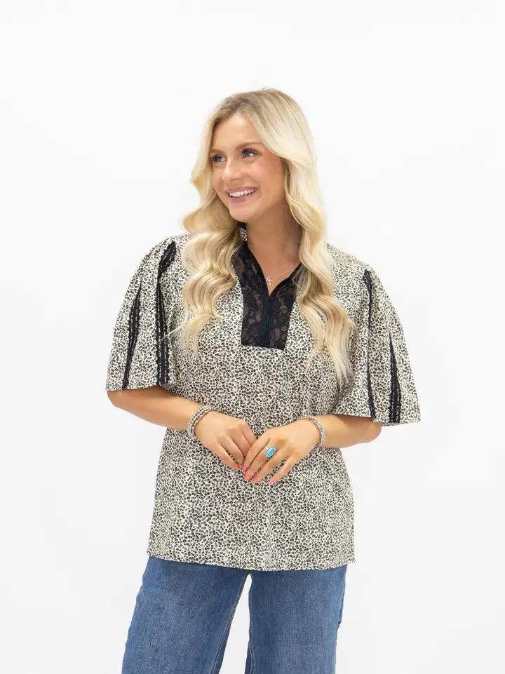 Black & Ivory Floral Top