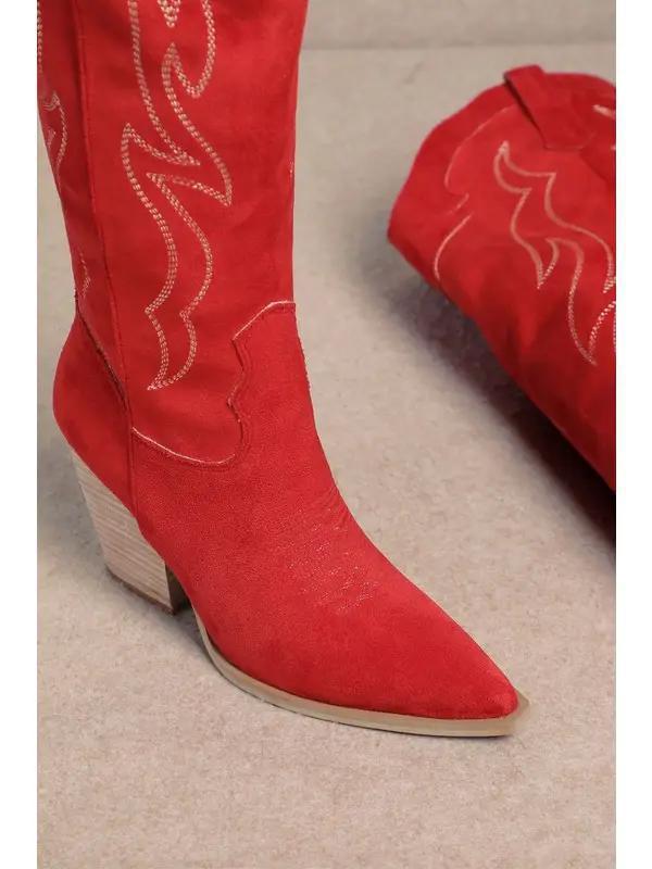 Abby Red High Shaft Western Boots