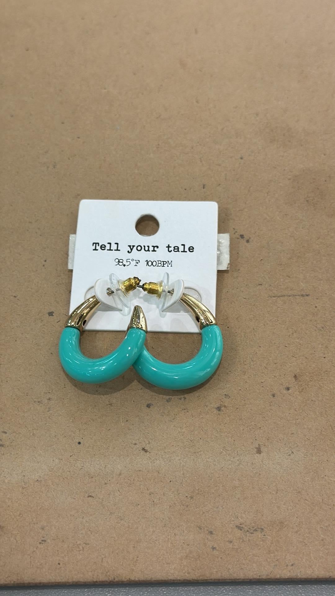 Teal Hoop Earrings