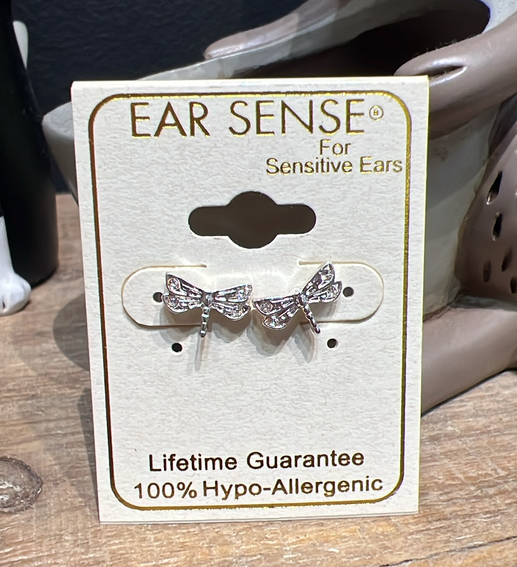 Silver Dragonfly Stud Earrings
