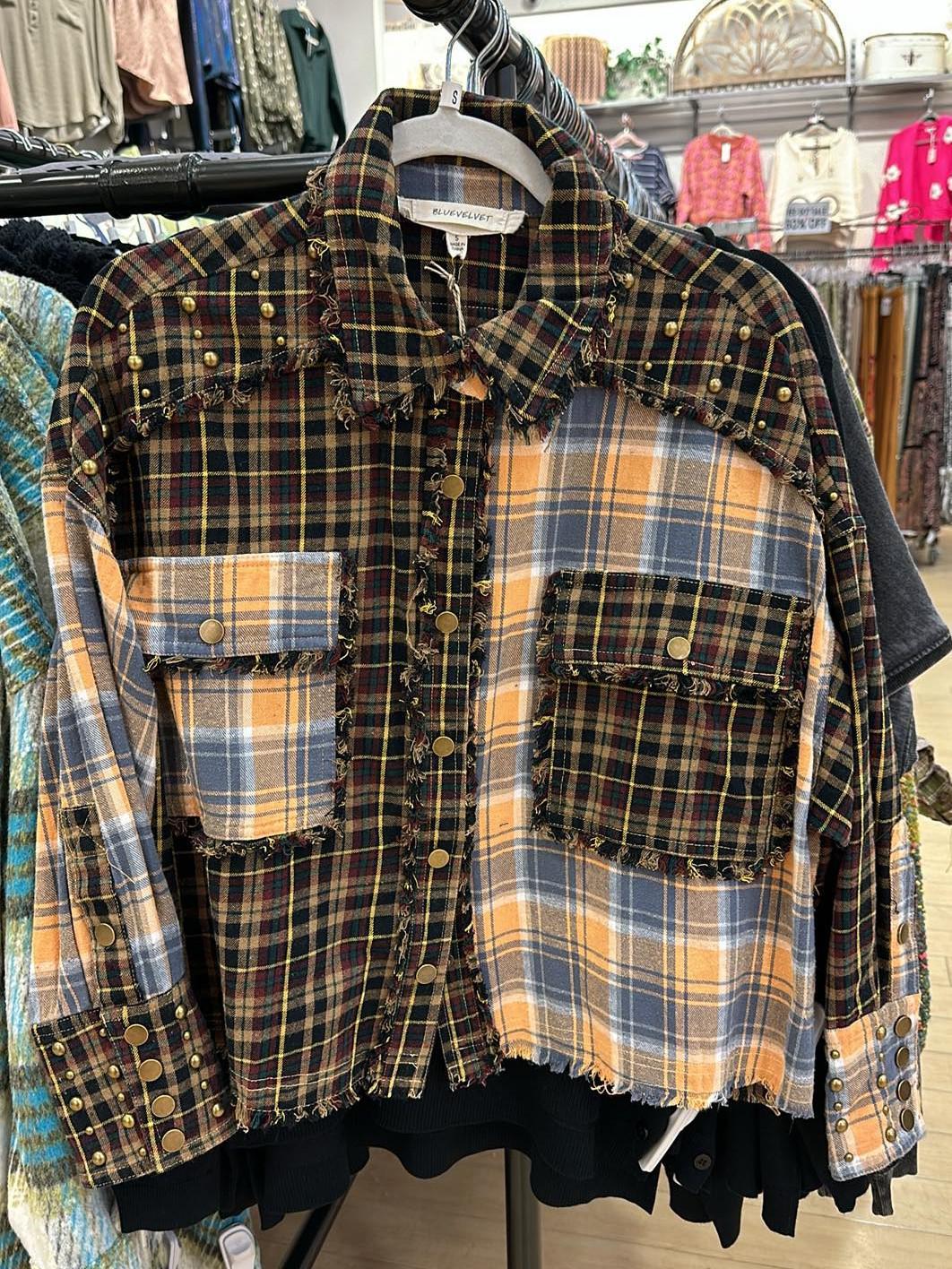 Stud Patchwork Shacket
