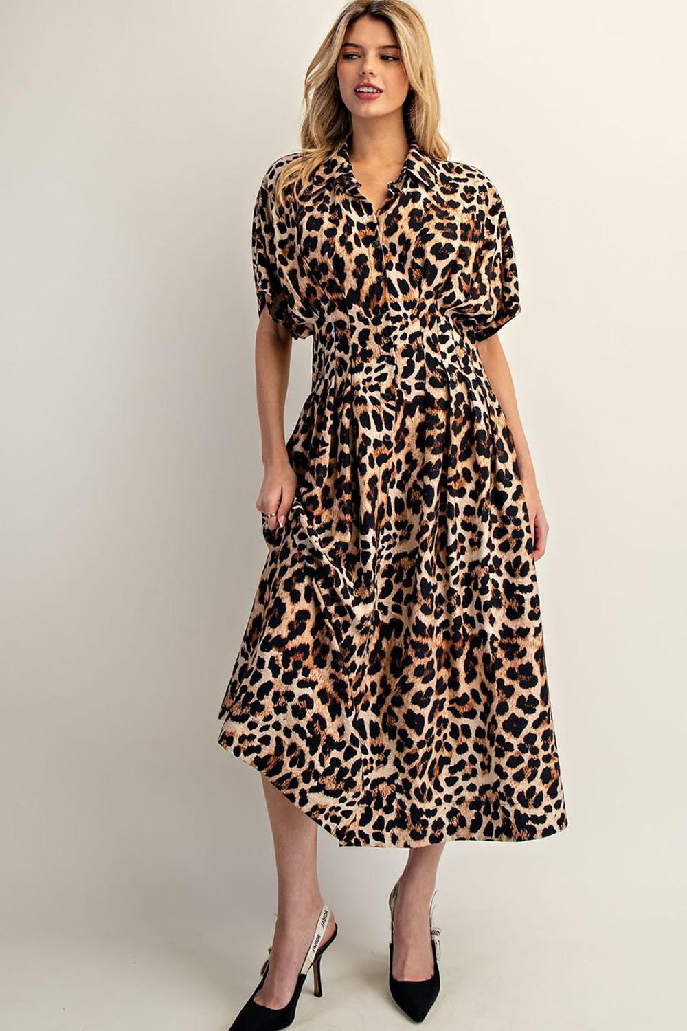 Leopard Button Down Maxi Dress