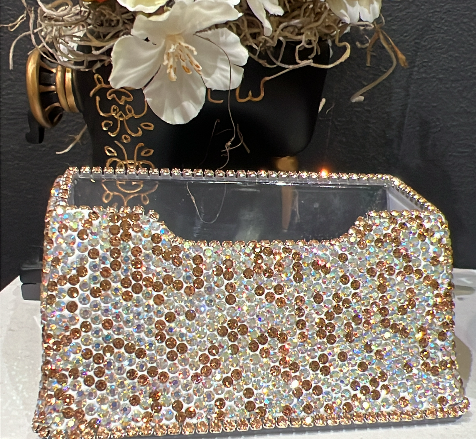 Pink Rhinestone Business Card Holder