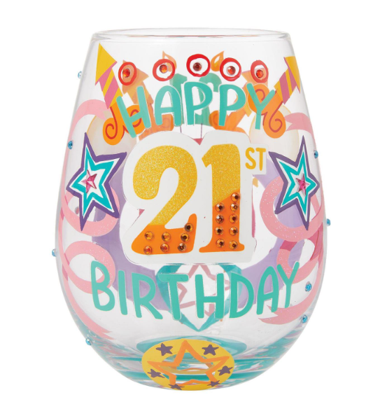 Lolita Happy 21st Stemless Wine Glass
