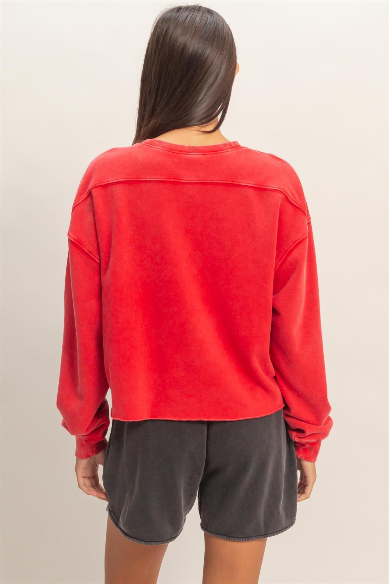 Cropped Mineral Wash Sweatshirt