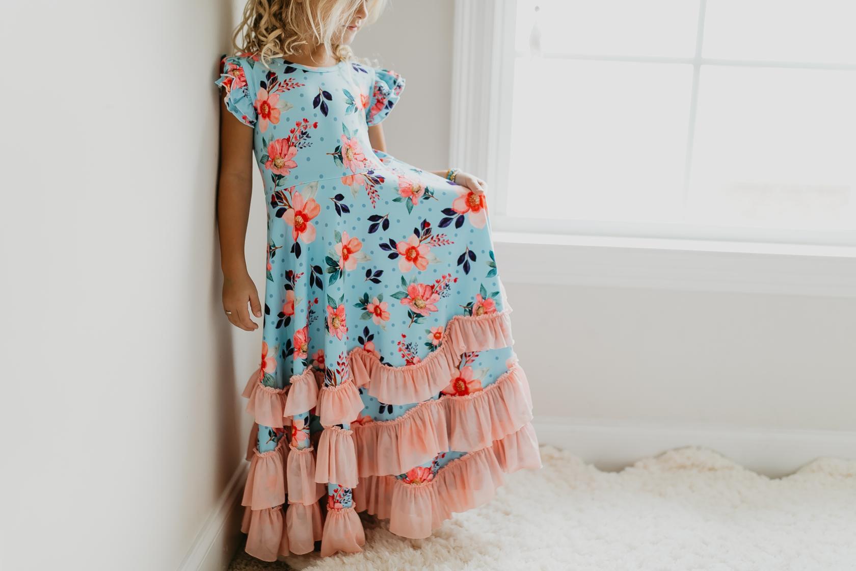 Yth Blue Flutter Dress