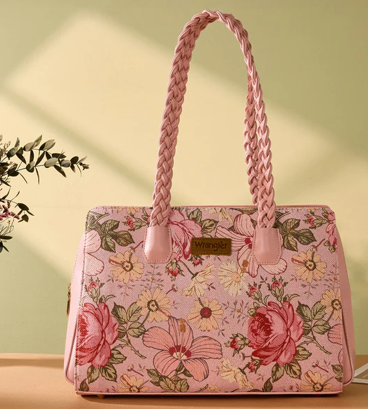Wrangler Floral Print Braided Satchel Bag