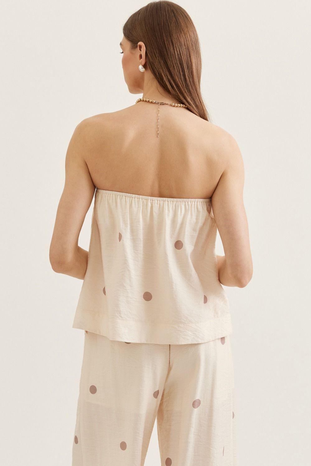 Ecru Polka-Dot Linen Set