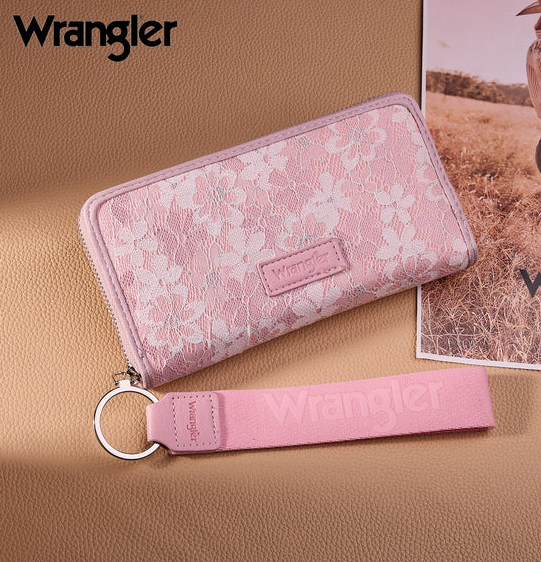 Wrangler Lace Floral RFID Blocking Zip Around Wallet