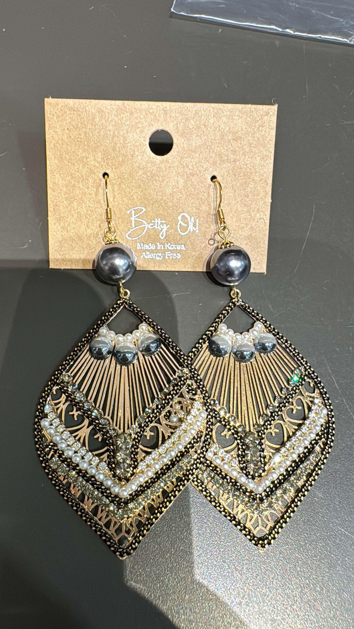 Leaf Crystal Beaded Earrings