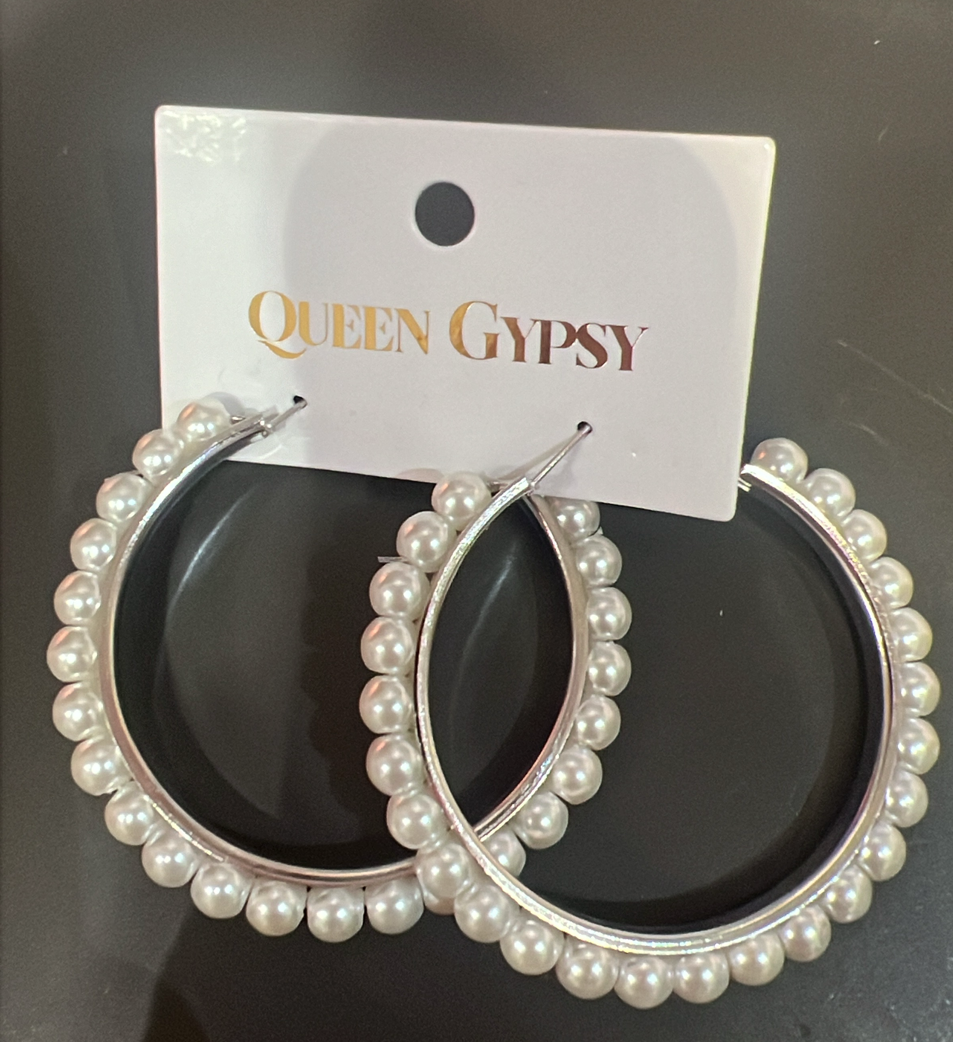 Pearl Lined Hoop Earrings