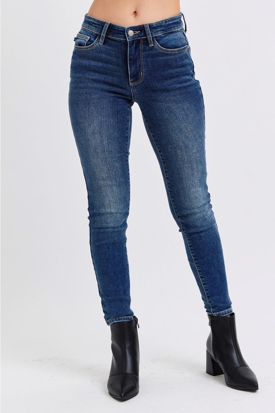 Judy Blue Dark MR Thermal Skinny Jeans