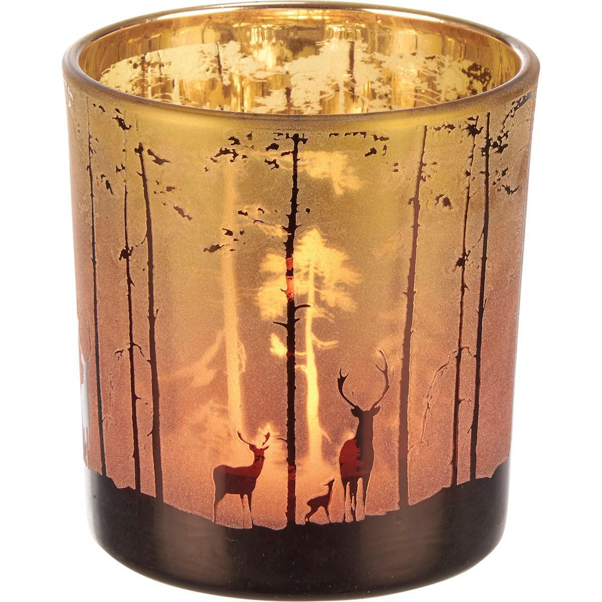 Glass Deer Candle Holder Set