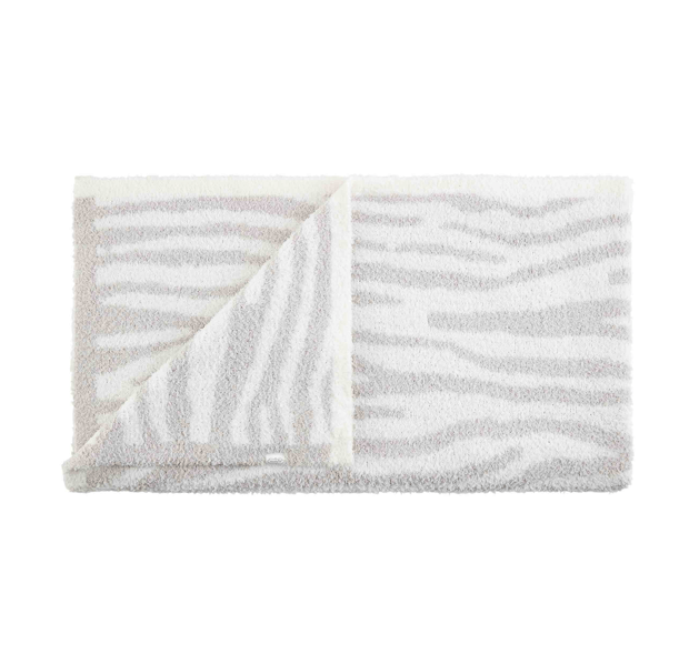 Zebra Chenille Blanket in Grey