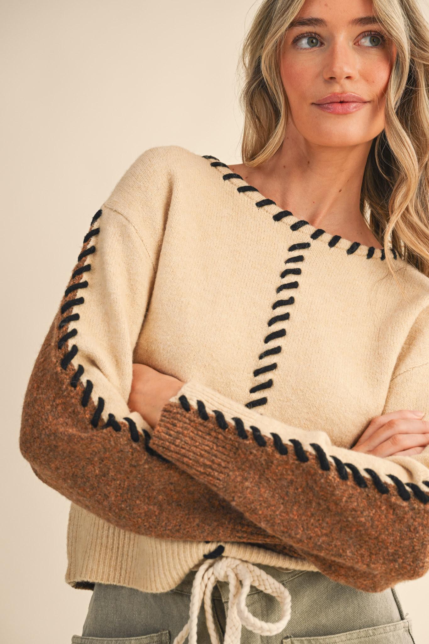 Whip Stitch Two-tone Sweater