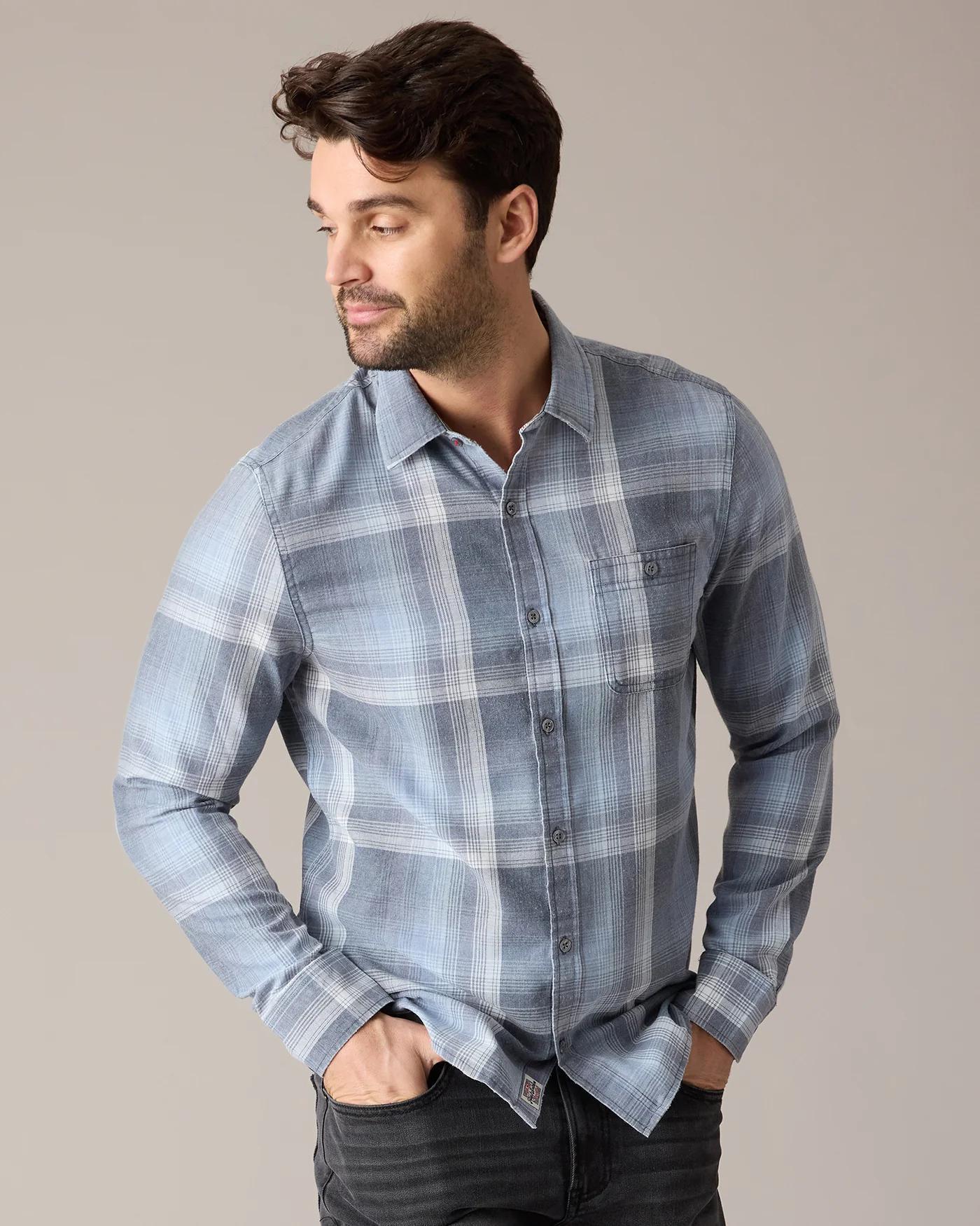 FELTON VINTAGE SOFT SHIRT - BLUE/CHARCOAL