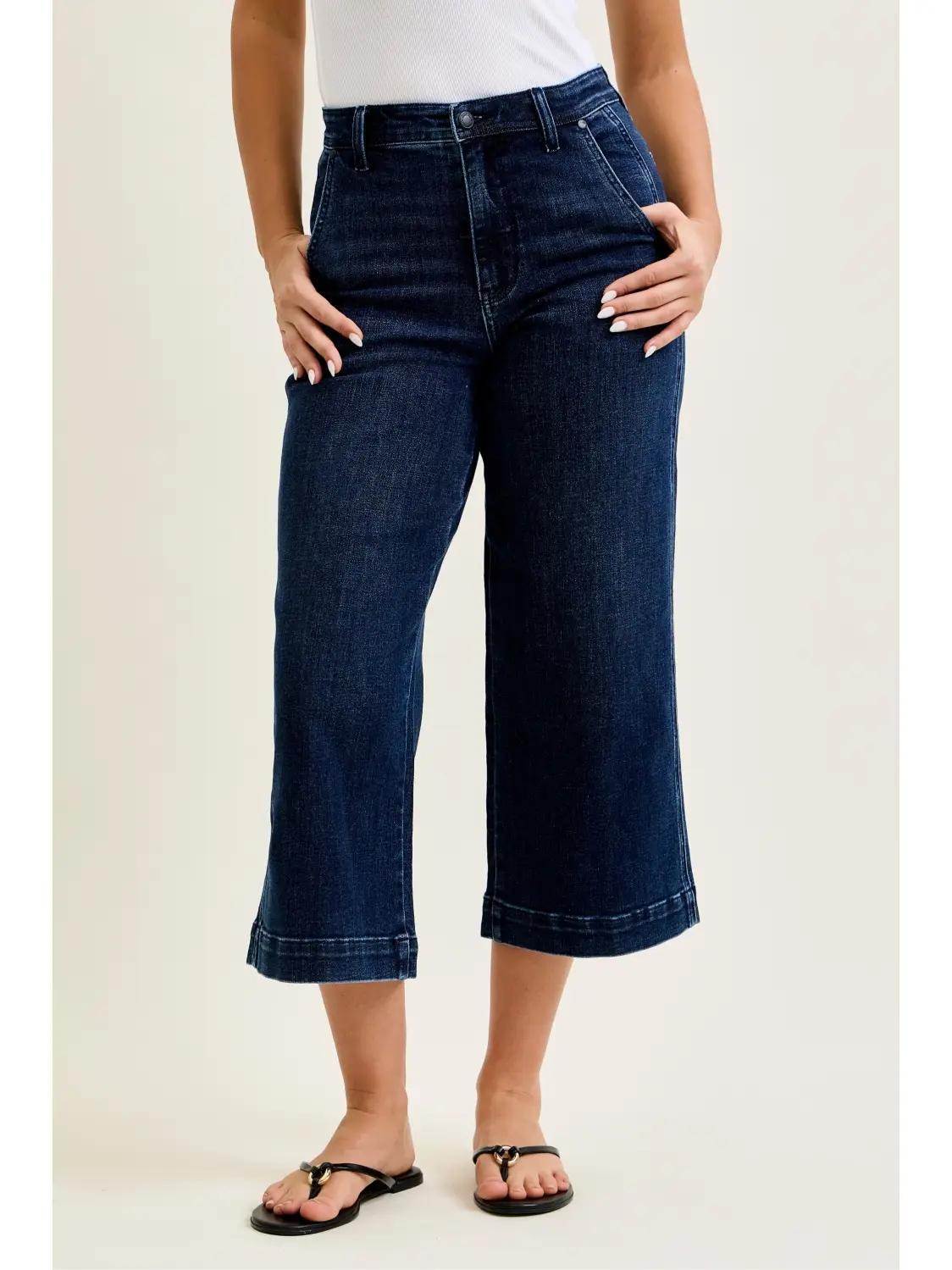Judy Blue HW Dark Ankle Wide Trouser