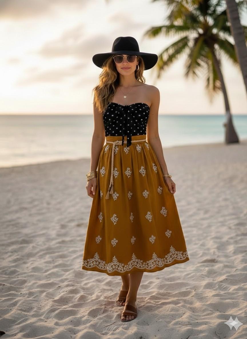 Polka Dot Bow Bandeau Top