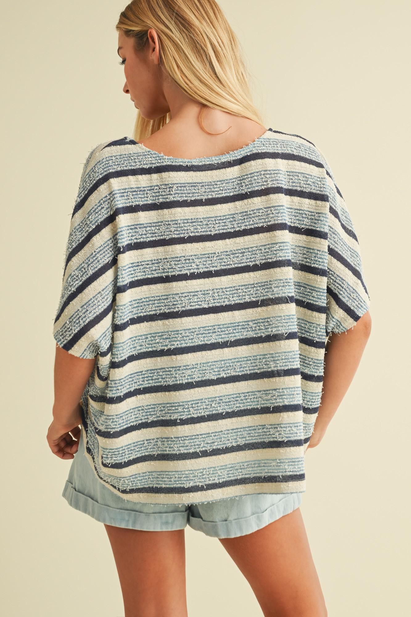 Blue Dolman Striped Top