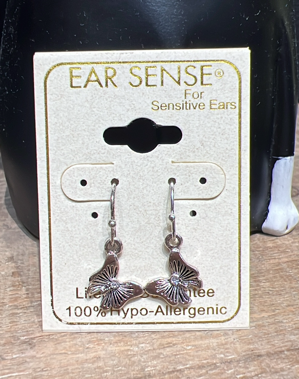 Silver Dangle Butterfly Earrings