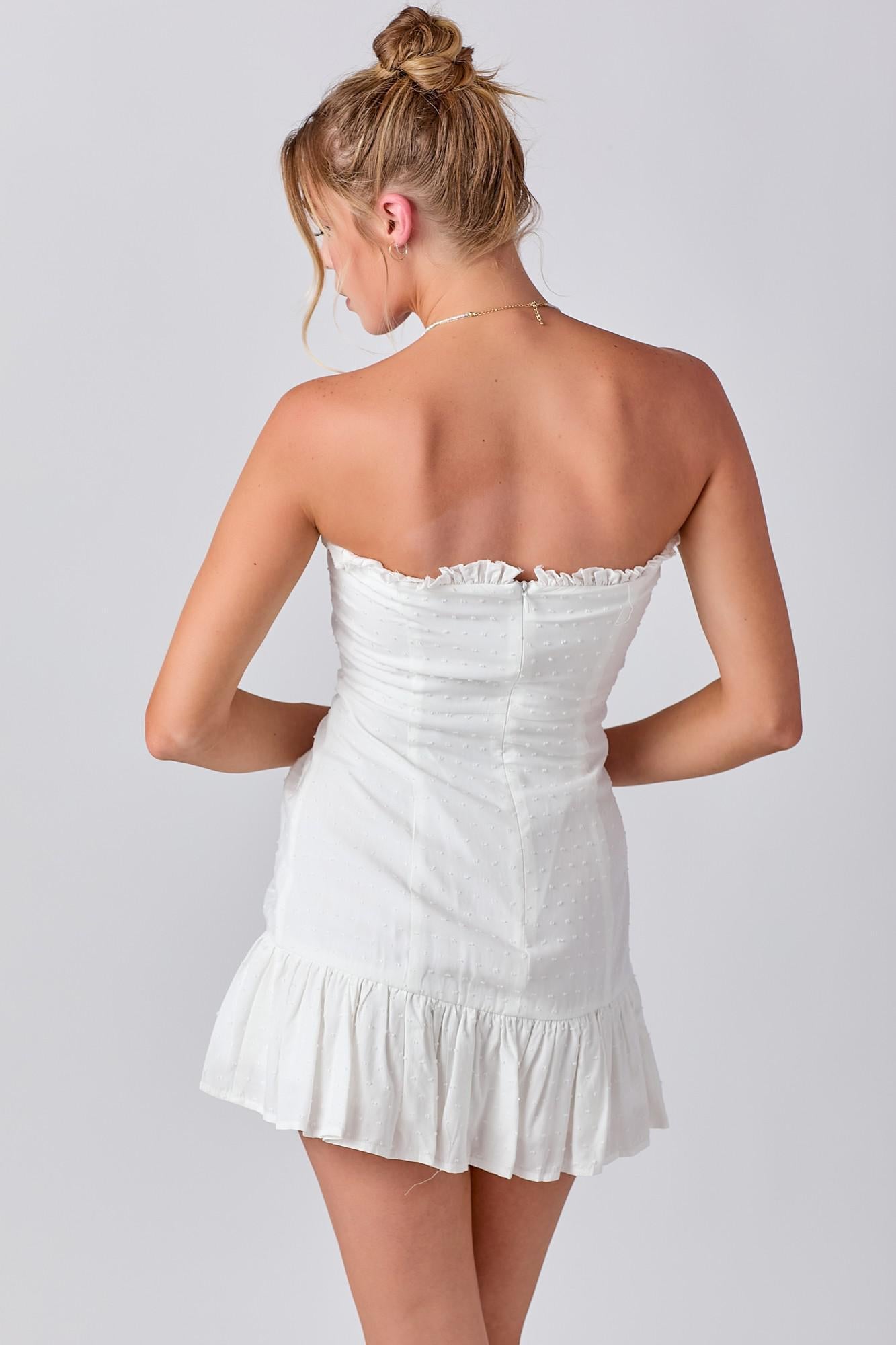 Frilled Torso Ruched Mini Dress