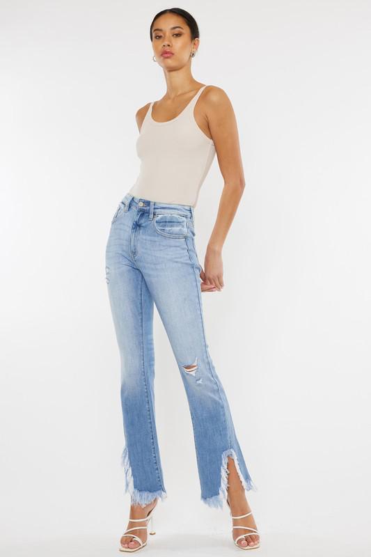 Light Distress Bootcut Jeans