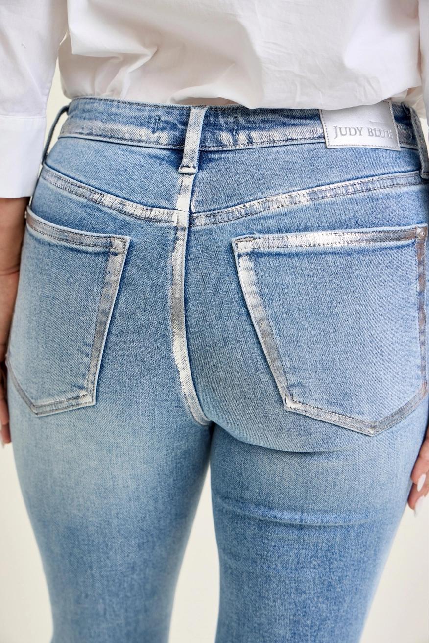 Judy Blue MR Kick Flare + Foiled Seams Jeans