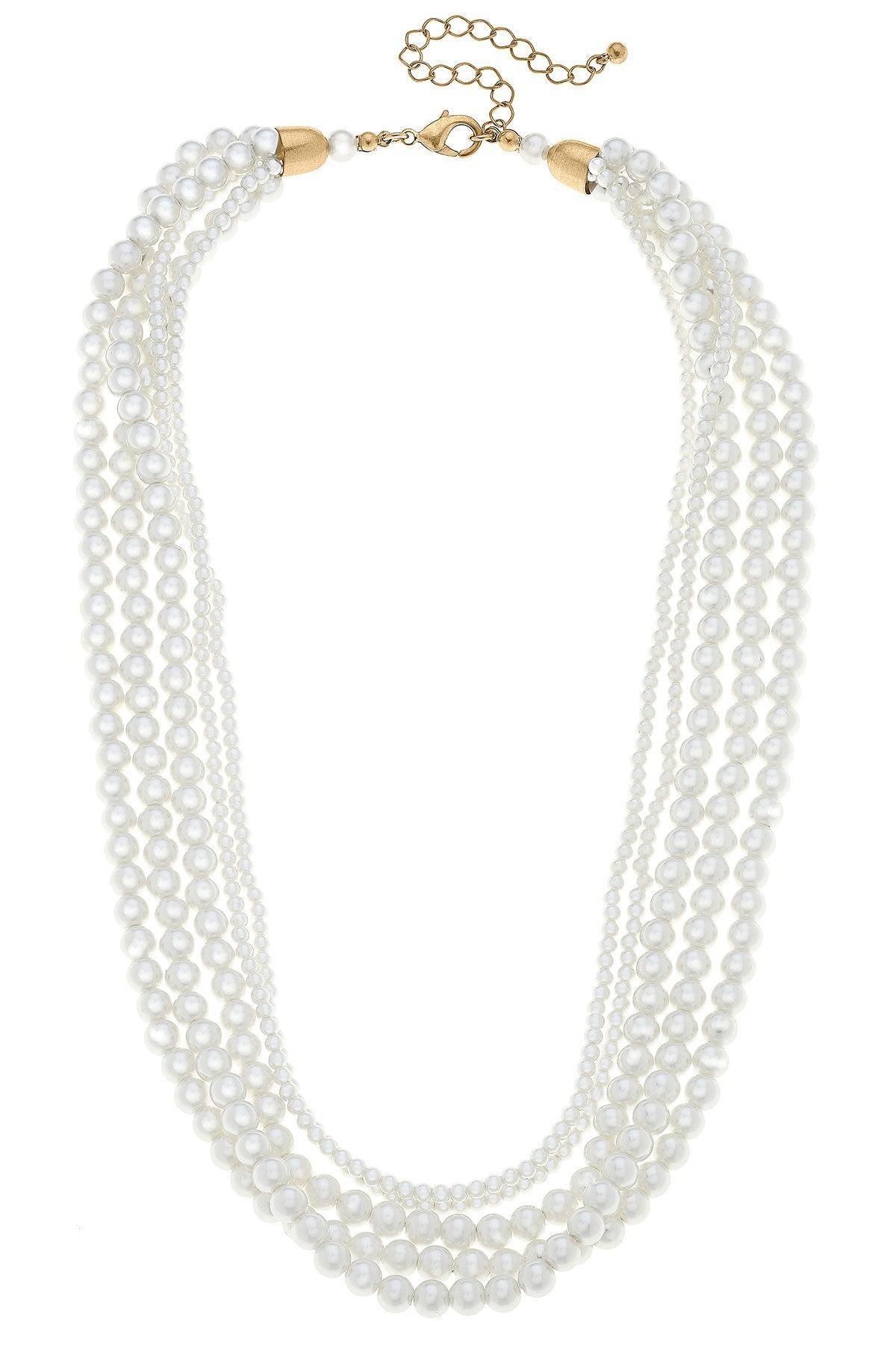 Theresa Pearl Multi Strand Necklace in Ivory
