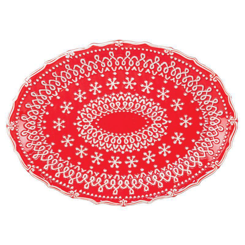 Festive Print Red Dish Large