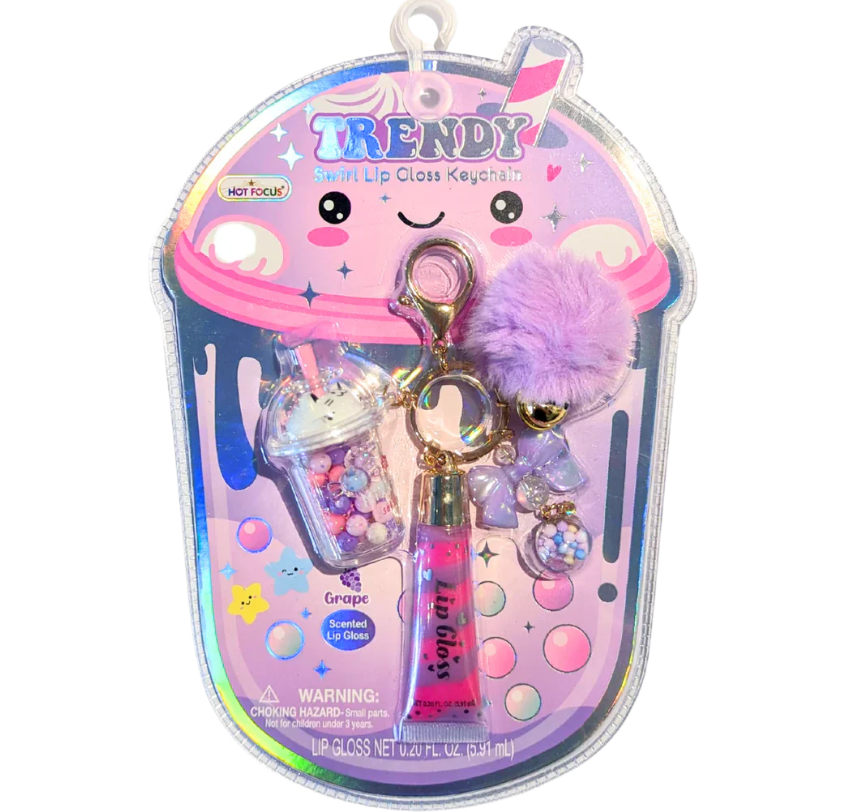 Trendy Lip Gloss w/ Keychain Boba