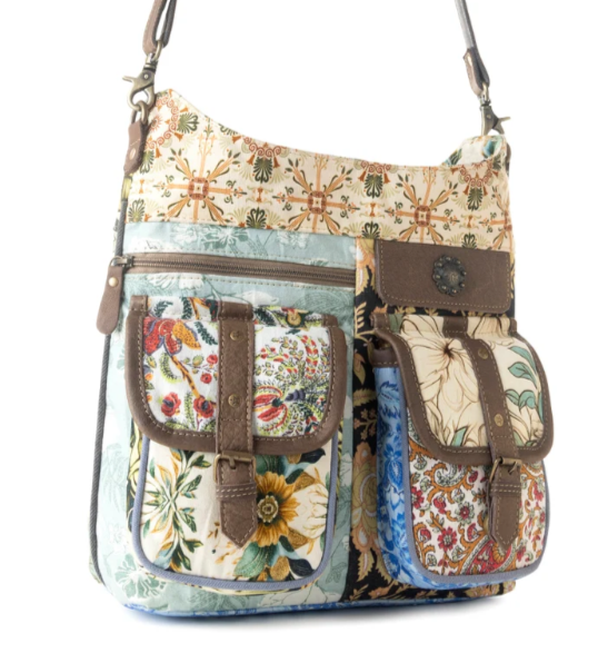 Le Fleur Bel Cowgirl Shoulder Bag for Women in yellow floral with leather and Concho details