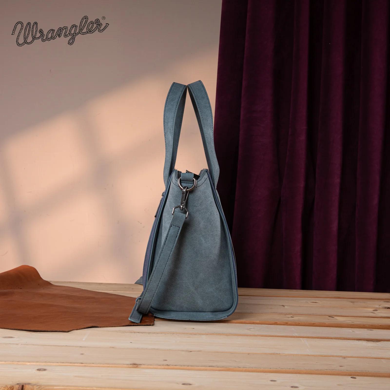 Wrangler "W" Stitch Two Tone Tote/Crossbody - Navy