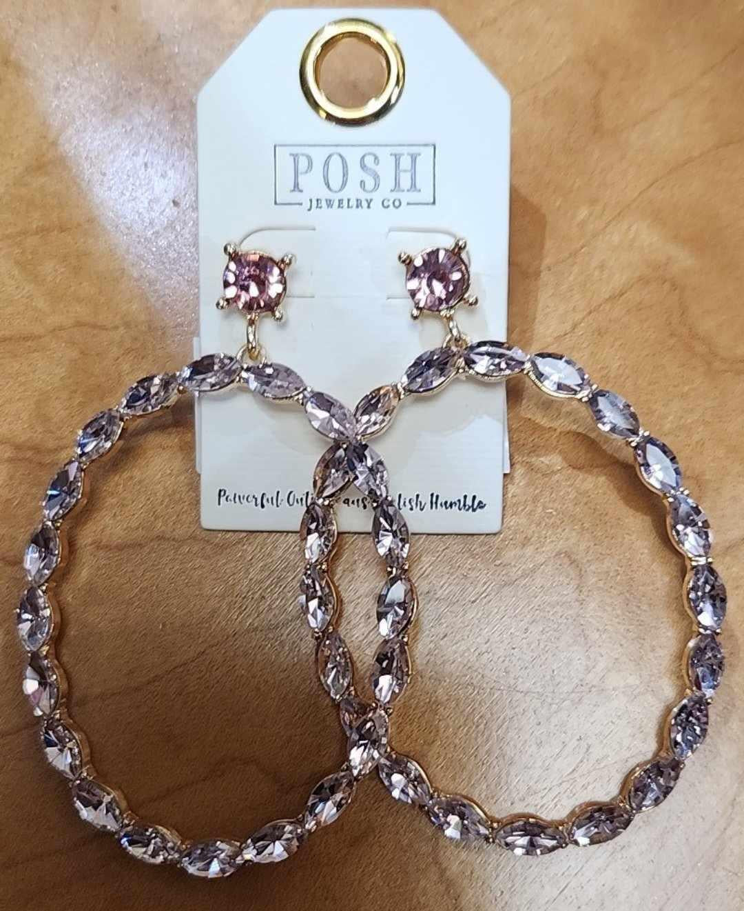 Oval Crystal Hoops