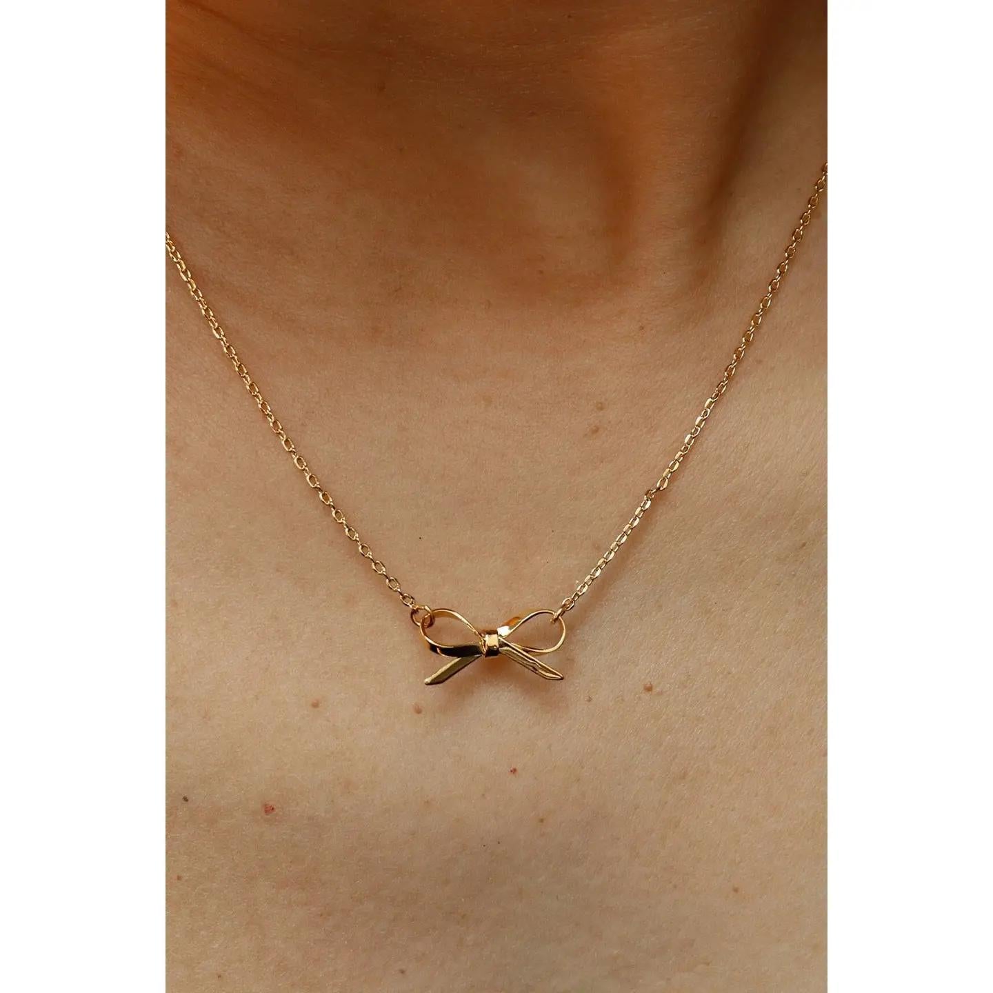 18K Stainless Steel Tarnish Free Bow Necklace