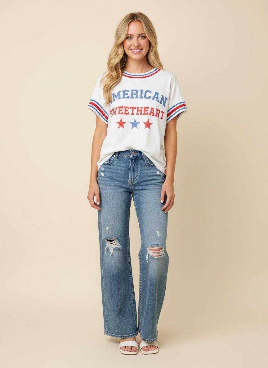American Sweetheart Graphic W/ Contrast Neckline