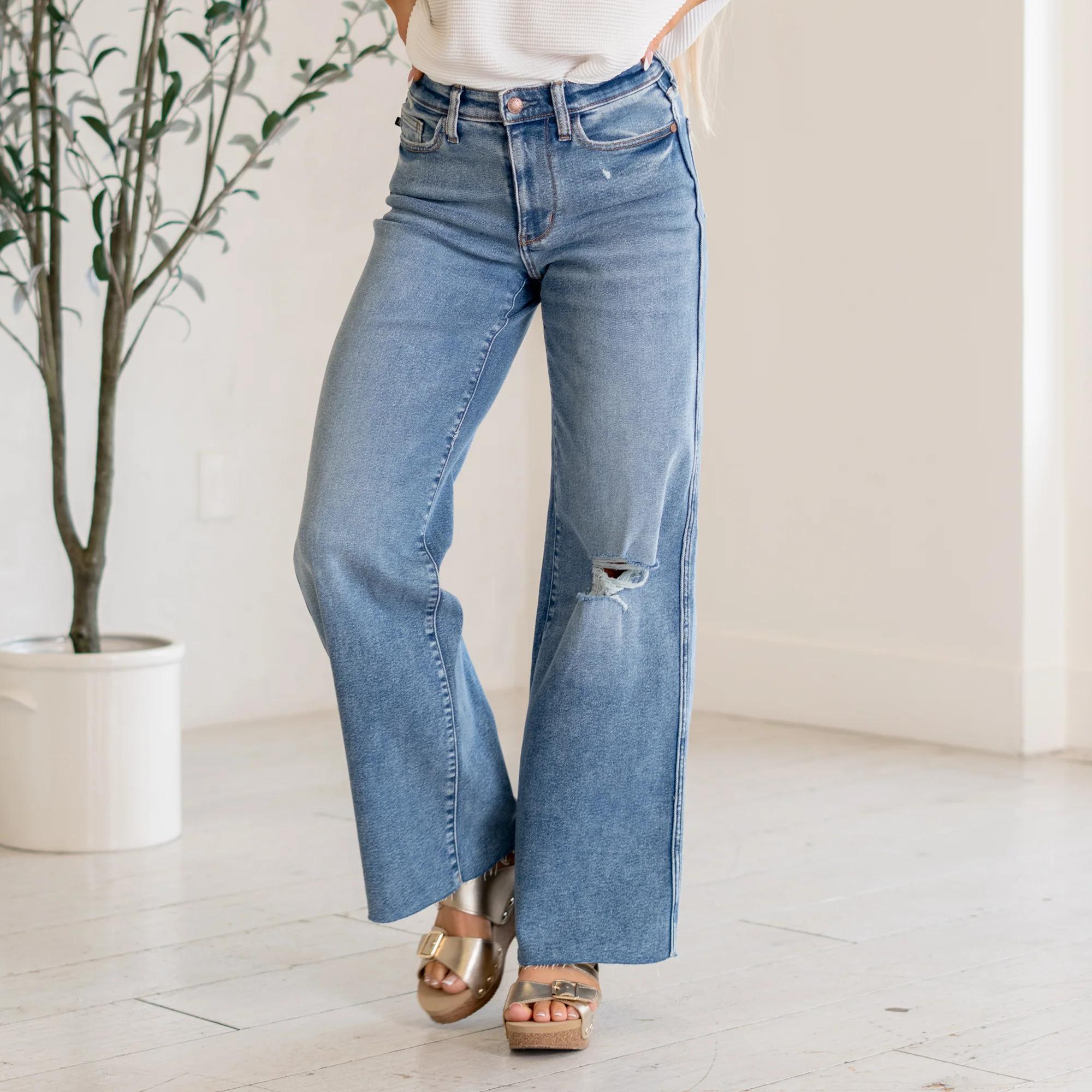 Judy Blue Vintage Wash Wide Leg Jeans
