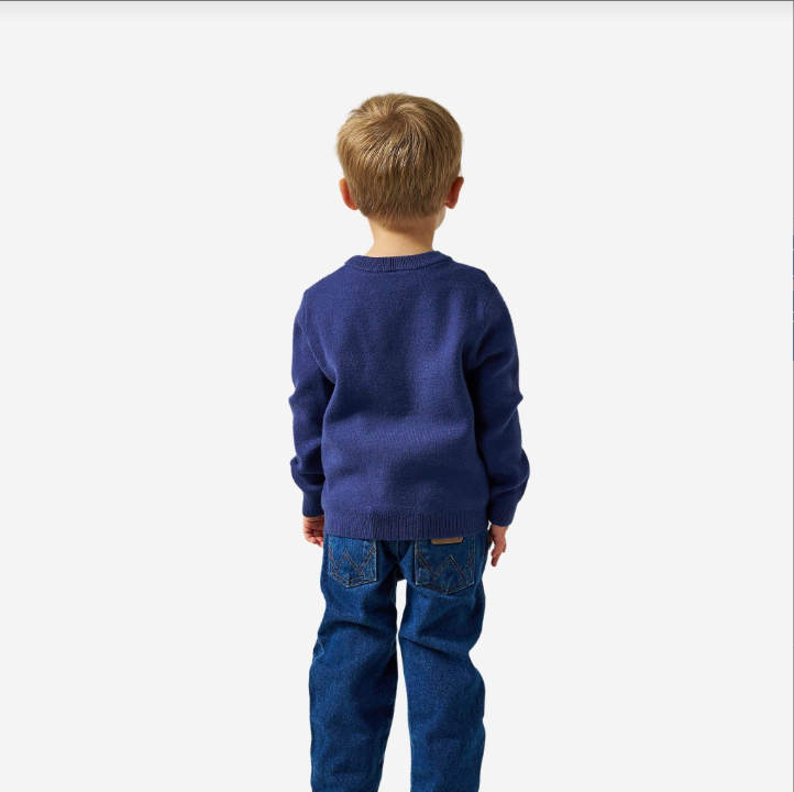 Youth Cabin Sweater - Navy Deer