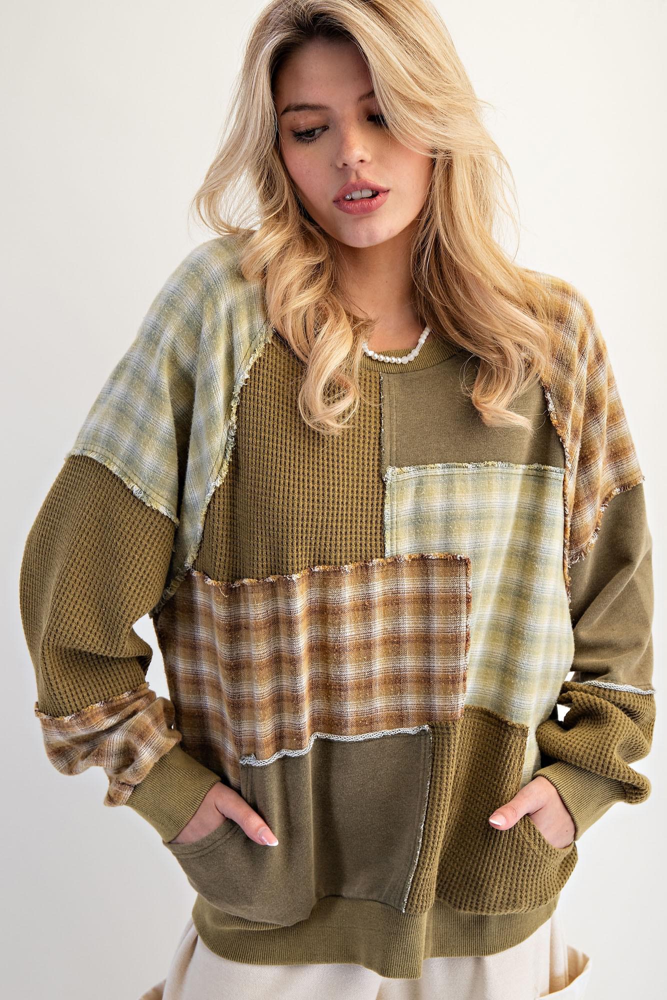 Patchwork Mineral Washed Pullover