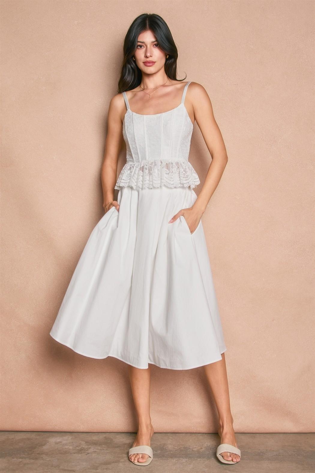 Off-White Lace Corset Peplum Top