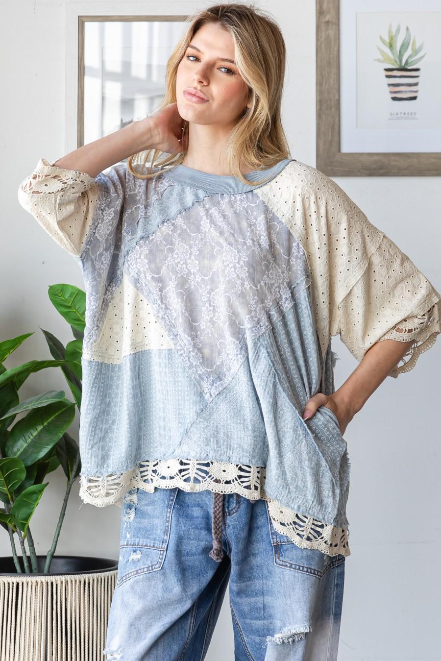 Washed Fabric Mix Top