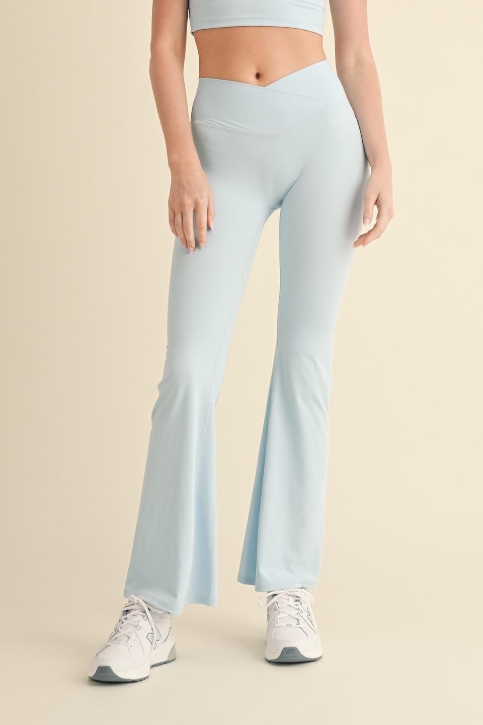 Baby Blue High Waist Crossover Flare Legging 2.0