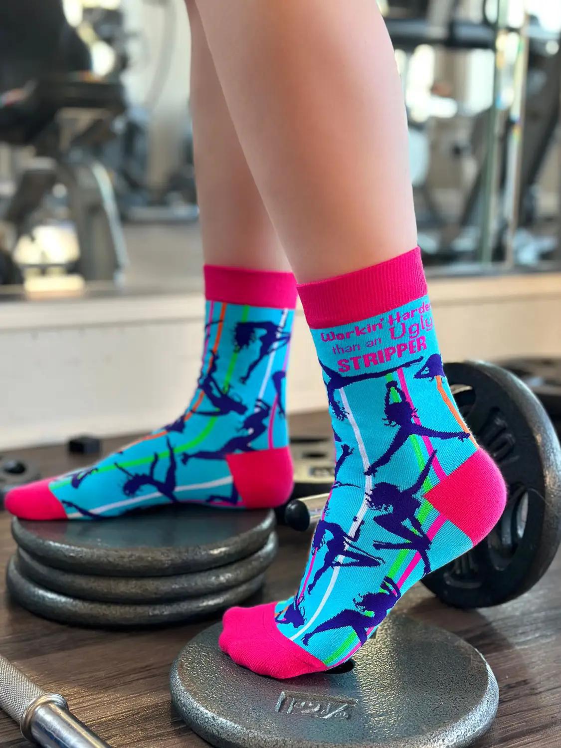 Workin' Harder Than An Ugly Stripper Women's Crew Socks