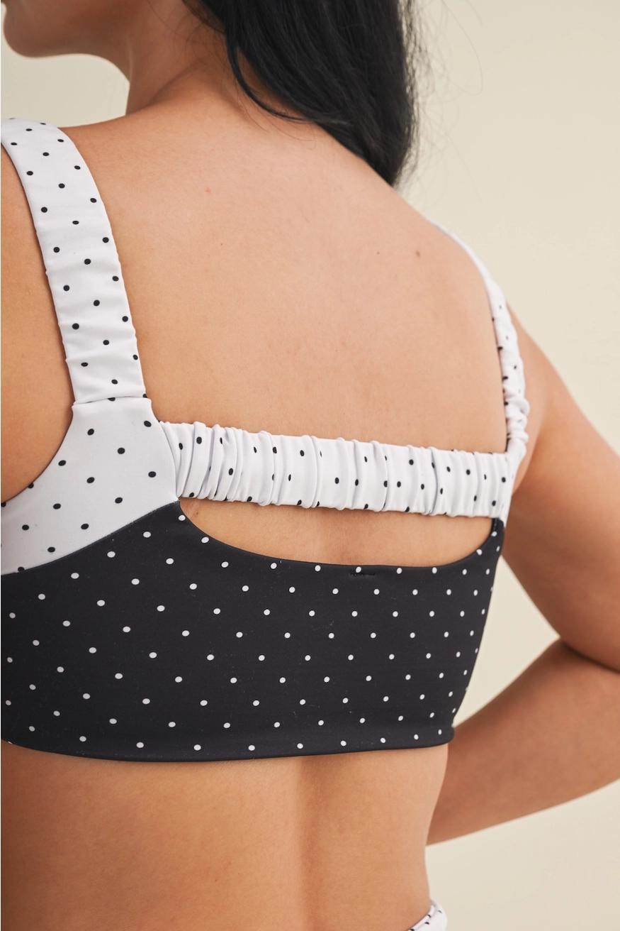 Polka Dot Print Scrunched Strap Sports Bra