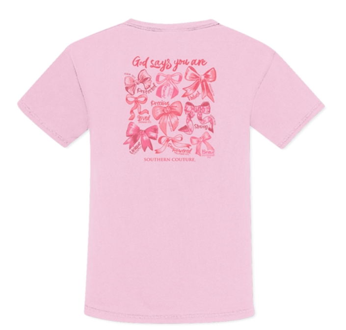 SC Comfort God Says You Are Bows Tee - Blossom