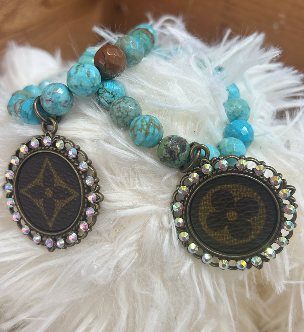 Upcycled LV Beaded Bracelet
